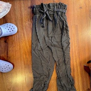 Size 0 Point Sur striped tan and brown paper bag pants